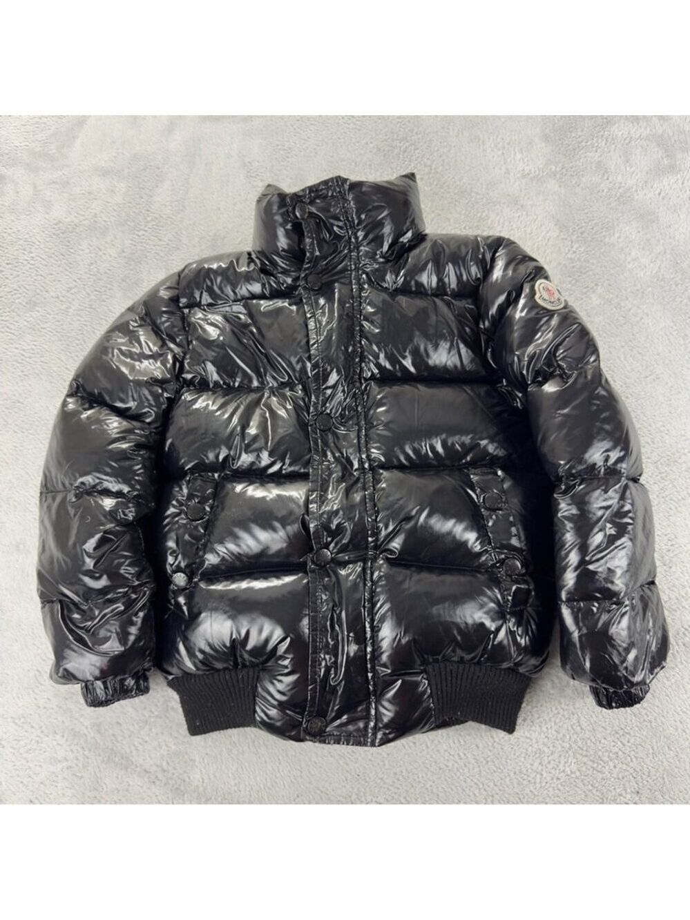 Moncler Size 6 US Kids Black Puffer Jacket with Fur Hood w/Flaws